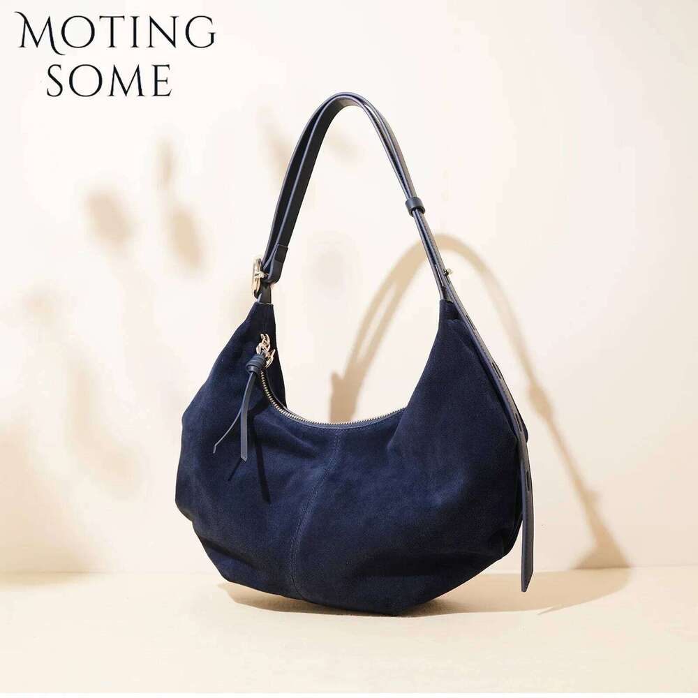 Women's Bags Designer Motingsome Suede Genuine Leather Women Hobos Bags Retro Large-Capacity Bag Lady New Dumpling Purse Niche Messenger Tote