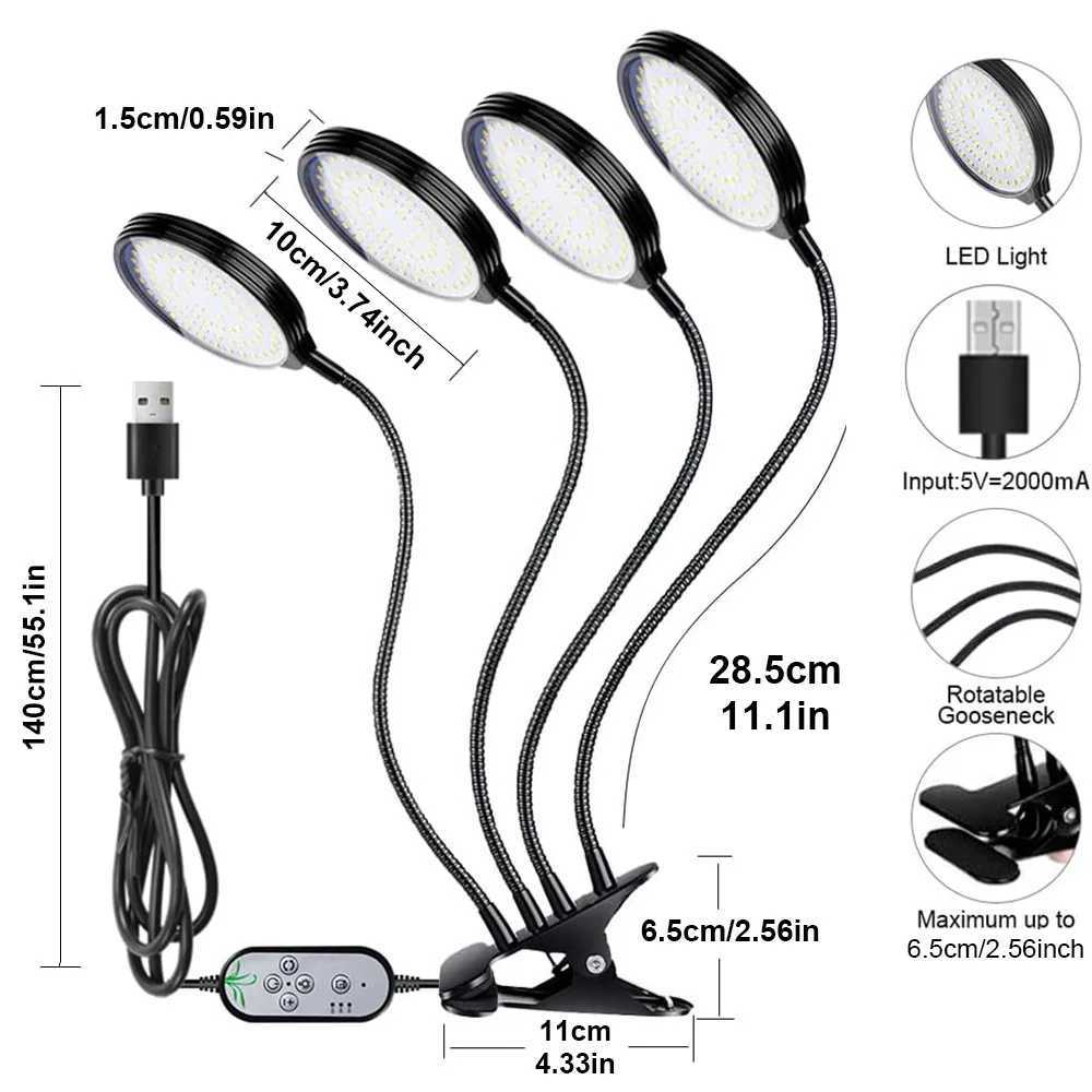 Plants Growth Light Indoor Full Spectrum LED Plant Light with Automatic On/Off Timer Dimmable 360Adjustable Gooseneck LightXJ250526