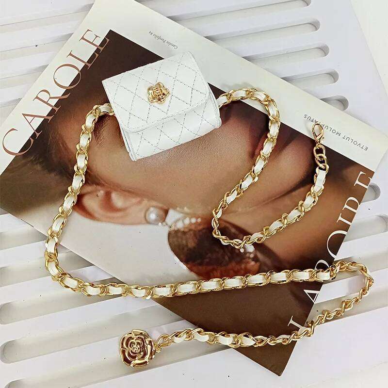 Chain Desiner Girdle Bag Female camellia Mini Waistpack Versatile Purse Elegant Belt For Women Dress Jeans Waistband