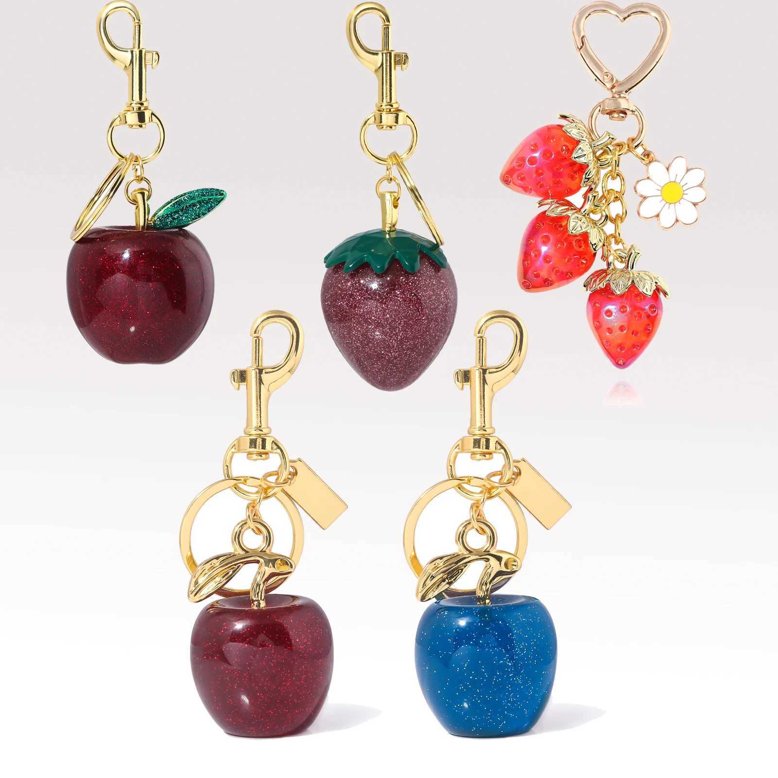 Womens Bag Pendant Delicious Fruit Strawberry Apple Pendant Couple Keychain Cute Strawberry Charm Key Ring Clothing Accessories XJ250524