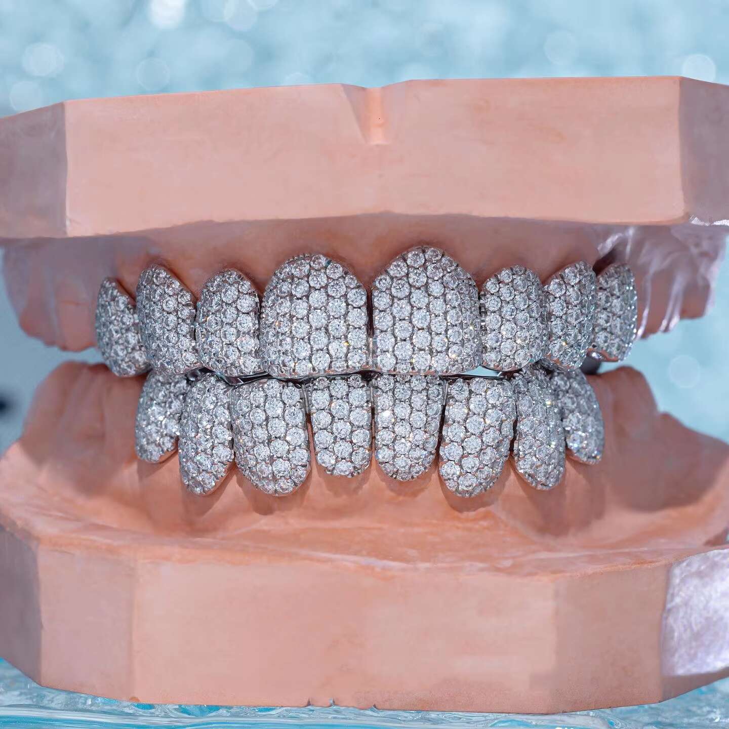 Custom Moissanite Grillz 8 to 16 Pieces S925 Silver VVS Honeycomb Iced Out Sparkle Grillz