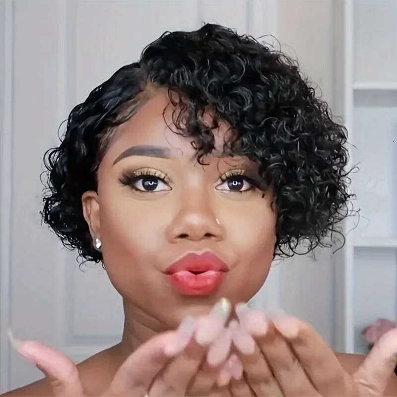Pixie Cut Brazilian Short Bob Curly Lace Front Wigs Human Hair for Black Woman