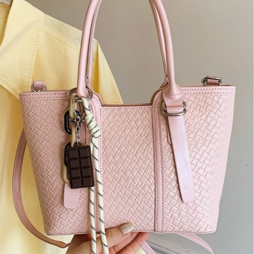 Korean Style Fashion Large Capacity Handbag Tote 2025 New Model Casual Shoulder Crossbody Bag with Textured Patchwork