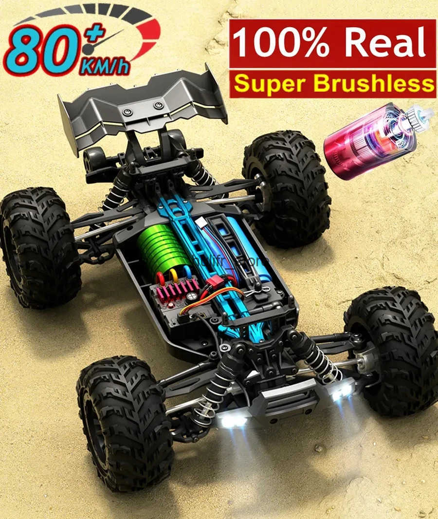 Free shipping 4WD 1 16 80KM/H Super Brushless 50KM/H Brushed RC Car 4x4 Off Road Remote Control High Speed Drift Racing Truck Toy Kids Adults Q0526