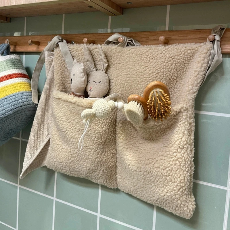 Practical Baby Crib Storage Bag Organizers Bedside for Diapers Small Items 2 Pockets Versatile 250517z