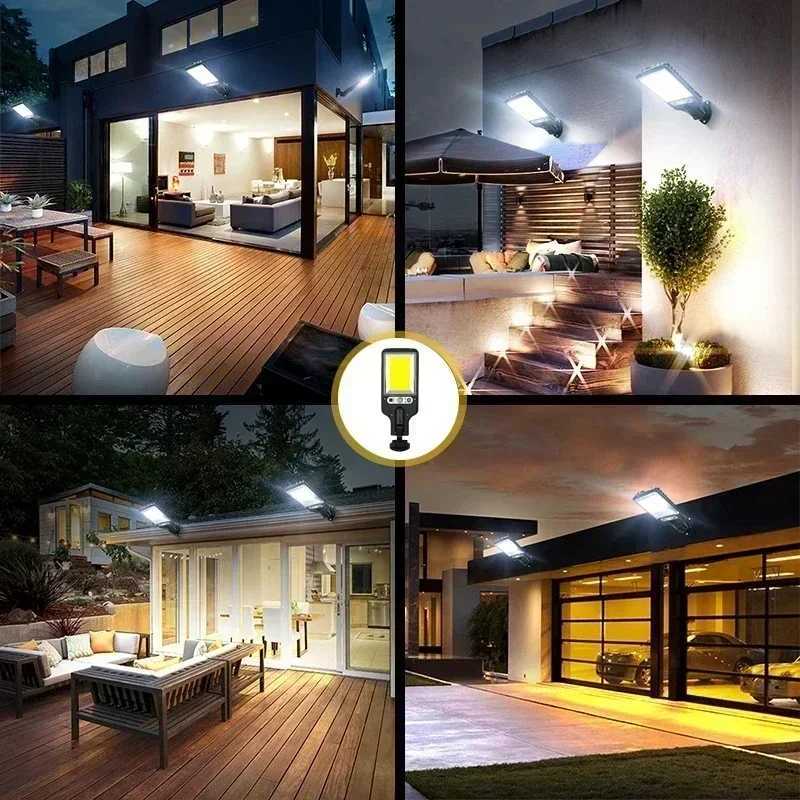 Powerful LED Solar Outdoor LED Courtyard Wall Lamp Rechargeable Human Body Induction Garden Terrace Garage Door Street LightingXJ250526