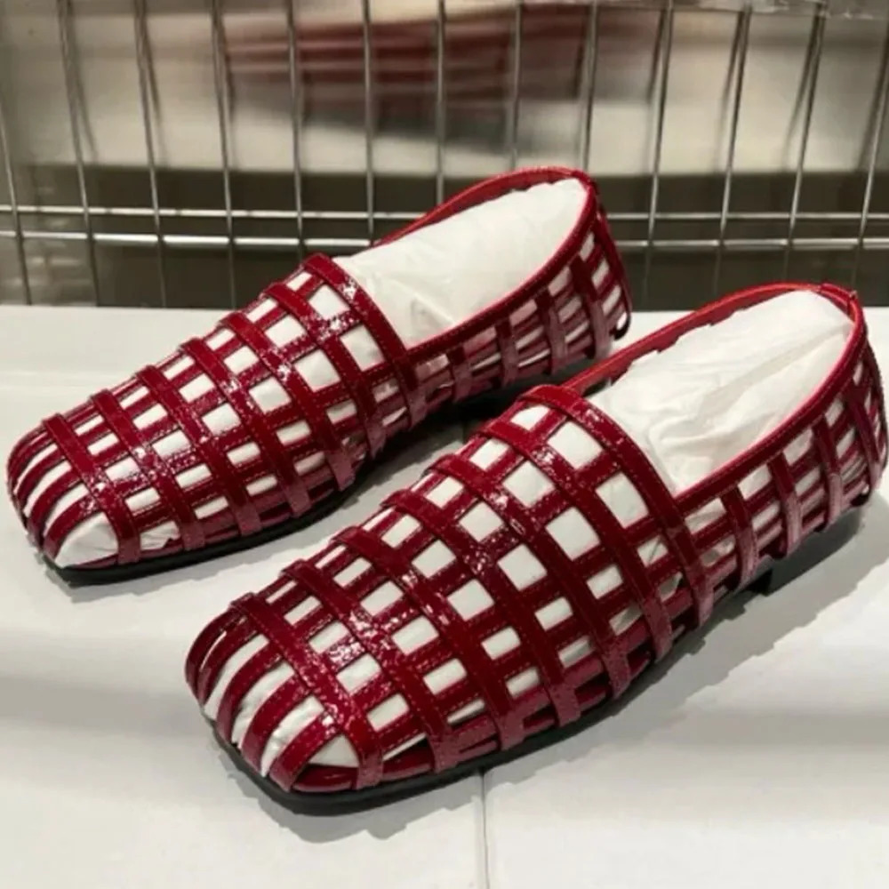 Summer Square Toe Hollow Flat Sandals For Women Breathable Slipon Walking Comfy Shoes 250526BJ - view 3