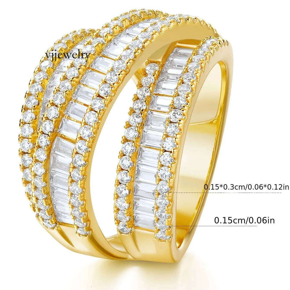Fashion Design Hip Hop Three Row Dense Zirconia Hip-Hop Ring For Men and Women Retro Fashion High-end Jewerly Birthday Gift for Friend