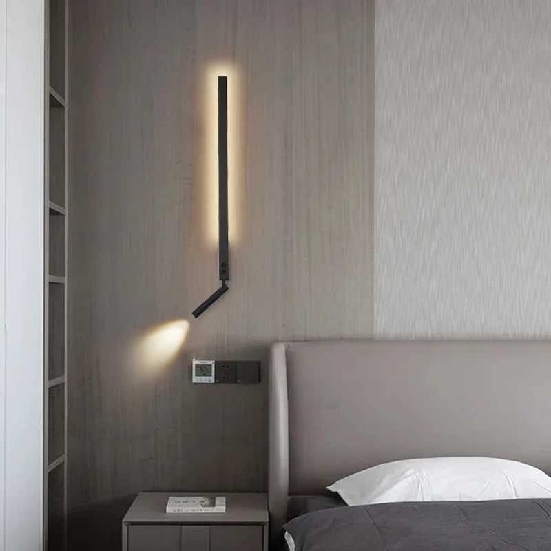 Nordic Minimalist LED Wall Light White Black Metal Adjustable Wall Lamp Swing Arm Bedside Reading Sofa Background Sconce lightXJ250526