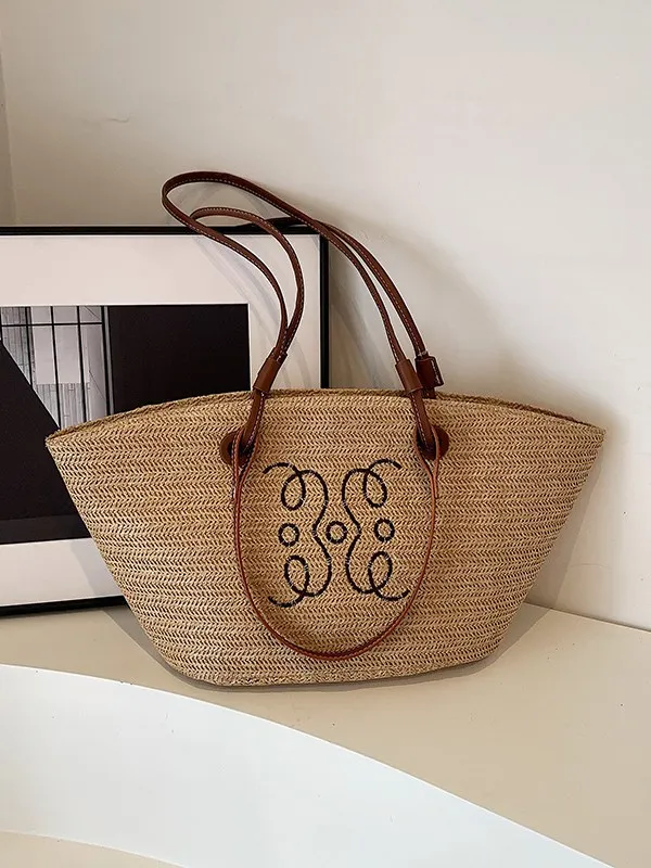 Shoulder Crossbody se Designer 2025 Bag women's capacity new braided satchel summer beach straw bucket shoulder large bag Free shipping