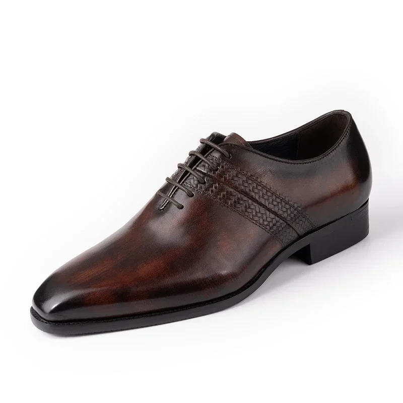 Fashion Handmade Dress Man Shoes Mens Business Casual Office Oxfords Derby Men Brogues Comfortable Shoes 250526