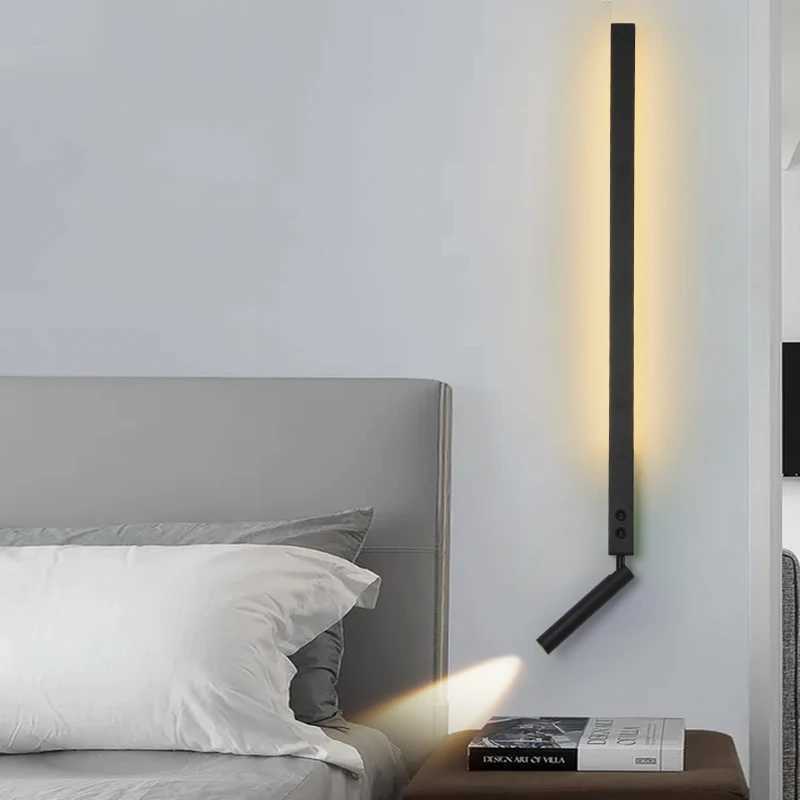 Nordic Minimalist LED Wall Light White Black Metal Adjustable Wall Lamp Swing Arm Bedside Reading Sofa Background Sconce lightXJ250526