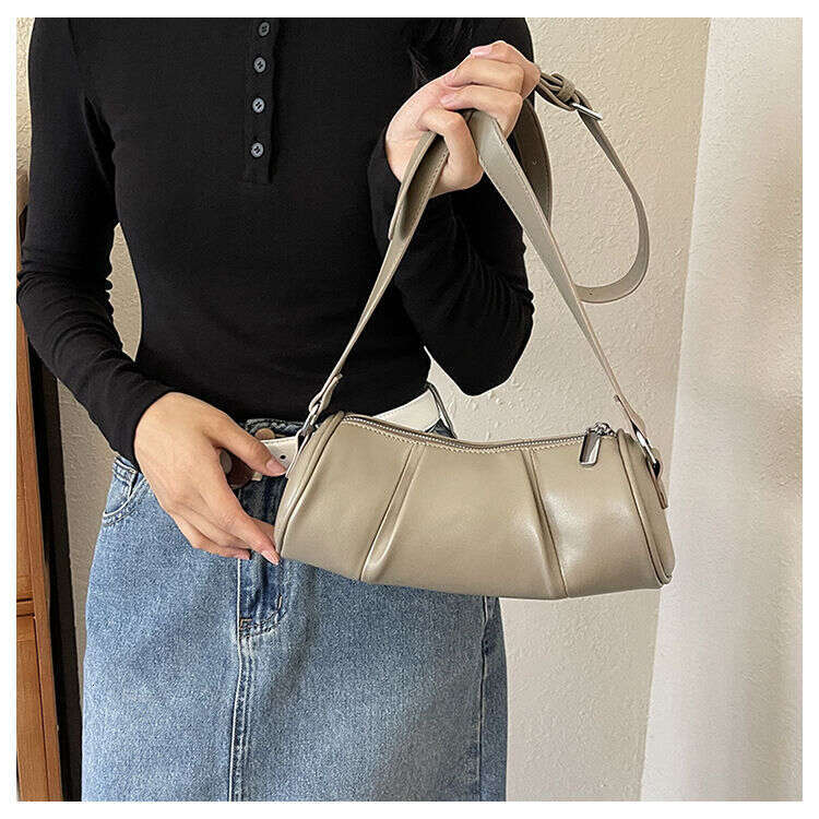 Pleated Cylinder Fashion Lightweight Casual Shoulder High Appearance Temperament Pillow Crossbody Versatile Women's Bag
