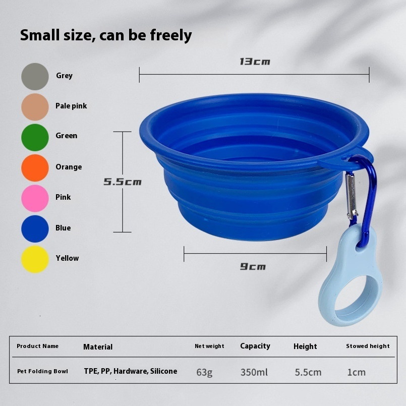 Pet Folding Small Silicone Anti-Spill Feeding Outdoor Supplies Dog Food Bowl