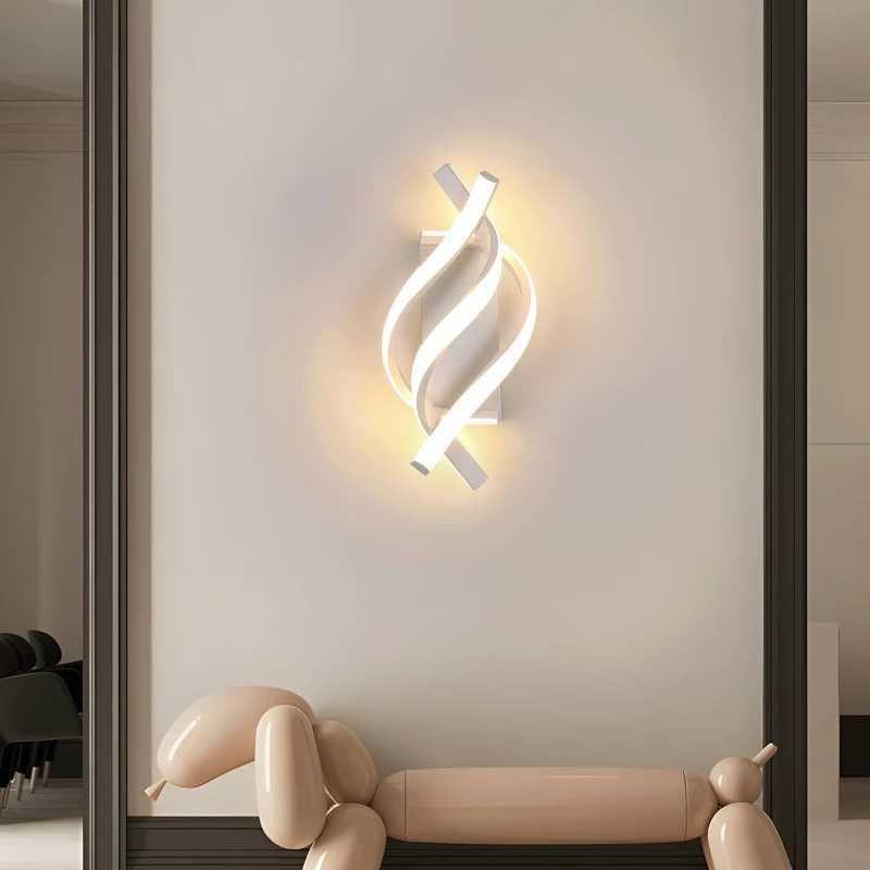 Curved Spiral Design LED Wall Lamp for Bedroom Bedside Corridor Living Room Staircase Corridor Lighting Fixture Home Decor LightXJ250526
