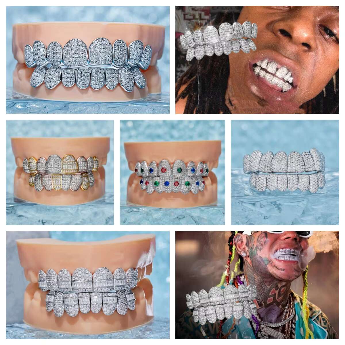 Custom Vvs White Moissanite Grillz Hip Hop Iced Out Diamond 10K 14K 18K Gold 925 Silver Custom Grillz for Teeth