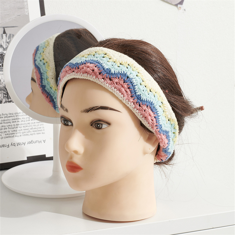 Women's Bohemian Knit Headband Cozy Ear Warmer Headband for Music Festival/Christmas/Travel Vintage Hippie Hair Accessories