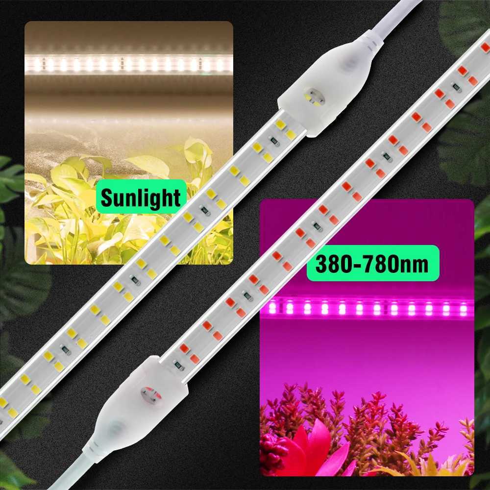 SMD2835 220V 180LEDS/M 12W/M Double Row Lamp Beads IP67 Waterproof Full Spectrum High Brightness LED Grow Light StripXJ250526