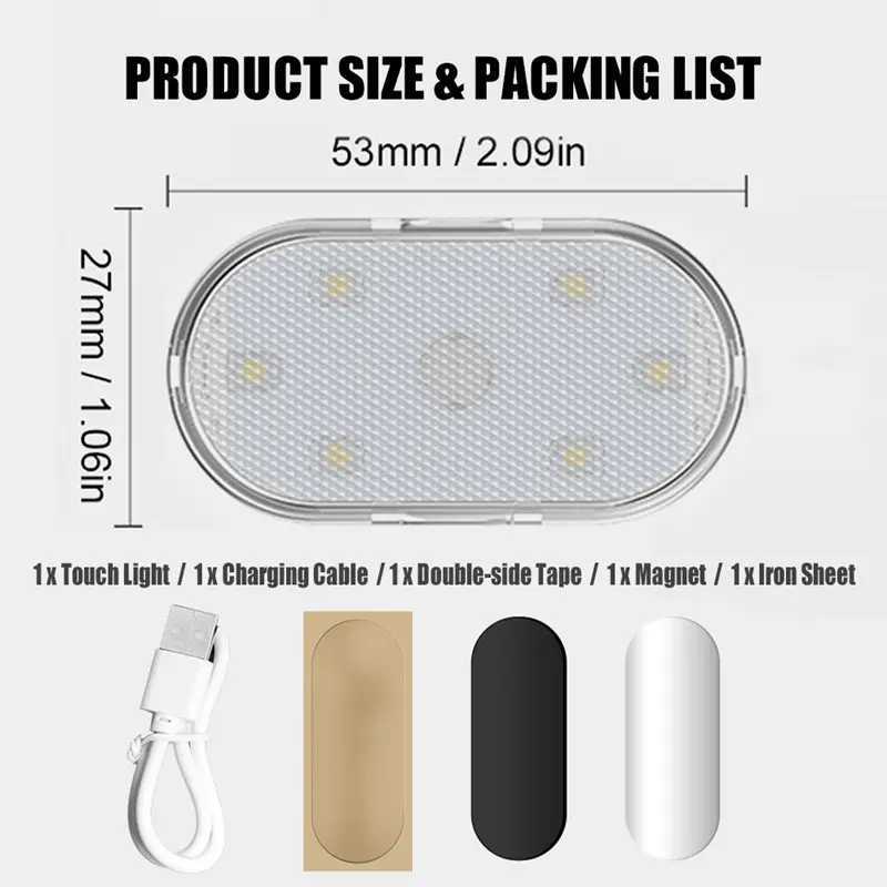 Car Interior Ambient Light USB Rechargeable Cabinet Light Room Decor RGB Lights Atmosphere LED Lamp Magnet Wireless Light W250526