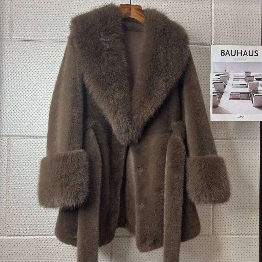 Coats Designer Women Winter Women Faux Fake Coat Mink Fur Jacket With Belt Designer