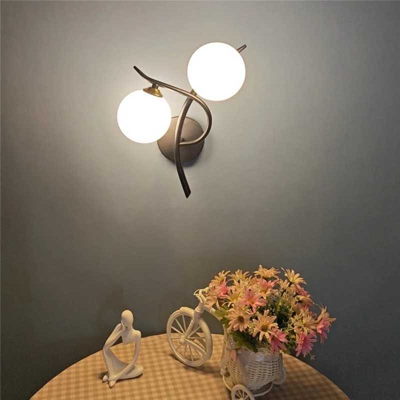 Nordic Modern Iron Wall Lamps LED Bedroom Bed Lamp Learning Corridor Room Indoor Wall Lights Glass Ball Decor Light Fixtures G9XJ250526