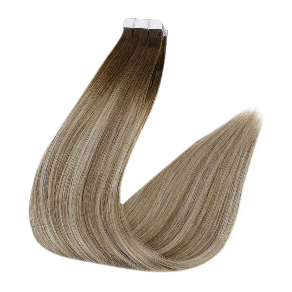 Download Remy Tape in Hair Extensions 100% Real Human Hair Straight Natural 12-24inch 20pcs 40pcs Double Sided PU Skin Weft Hair S25526