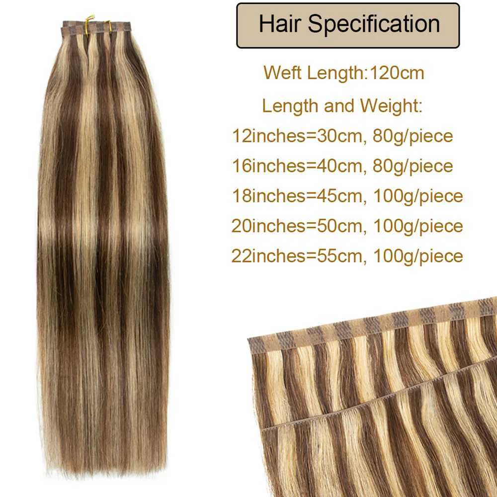 Straight Long Tape In Hair Weft Extensions Human Hair 12-22 Cuticle Invisible PU Skin Weft Hair Sew In Hair Bundles 100g S25526