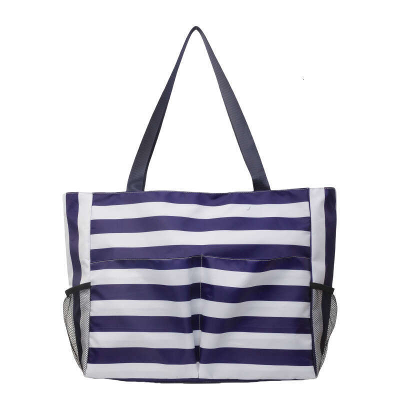 Beach 2025 Summer Shoulder Literary Fresh Striped Canvas Tote Bag Large Capacity Handbag