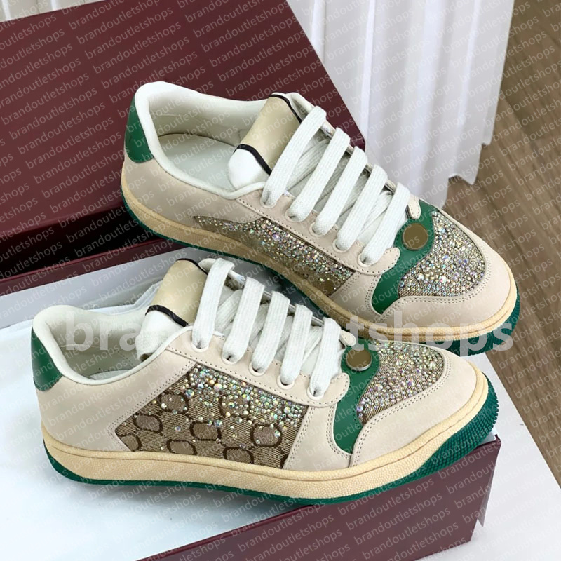 Top Sneakers Designer shoes luxury Rhinestone Embroidered Leather Sneaker men casual shoes womens Trainer sequin classic do old unisex Skateboard shoes size 35-45
