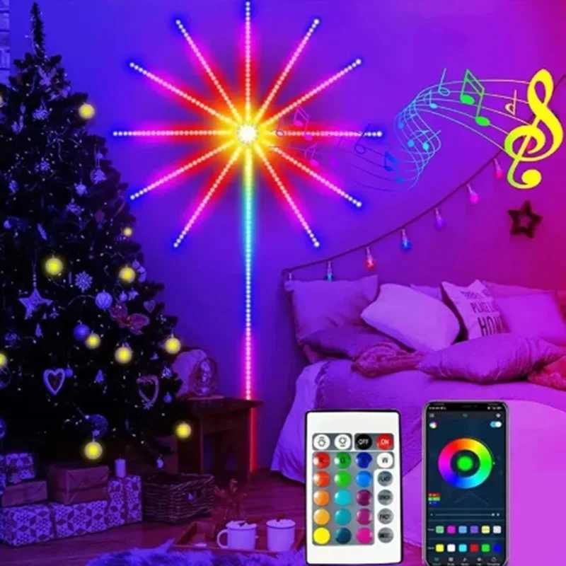 2024 NEW Full Color Christmas Fireworks Light RGB Neon String Light Festoon LED Garland Outdoor Garden W250526