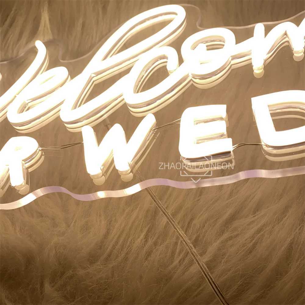 Welcome to our wedding Neon LED Sign Wall Hanging Wedding Party Room Decor Engaged Neon Lights USB Wedding Decoration Signs W250526