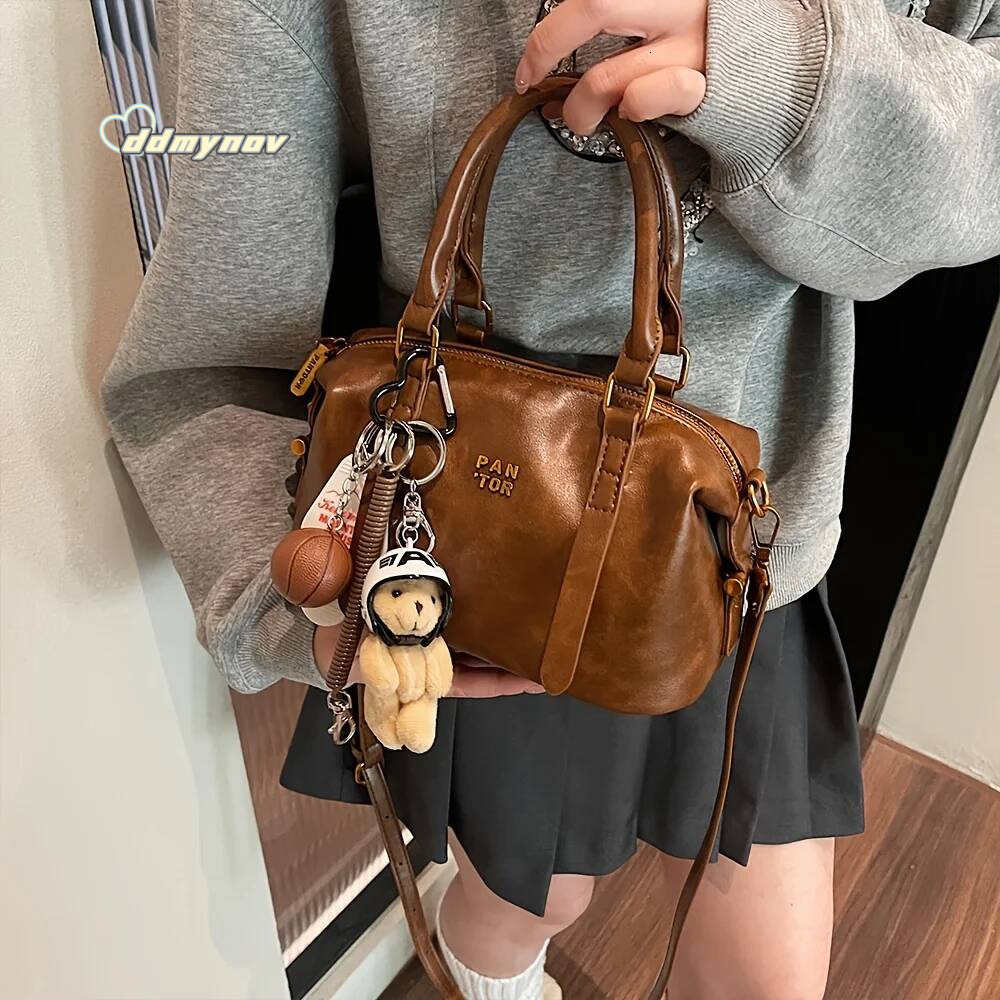 Retro Handbag for Women, New Trendy Bowling Simple Single Shoulder Crossbody Bag, Pillow Bag ddmynov