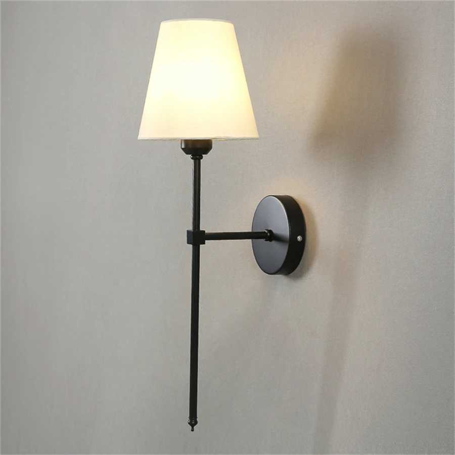 Modern American Wall Lamp for Bathroom Mirror Light Bedroom Room Decor Corridor Cloth shade Sconce 100V-220V Hard wiredXJ250526