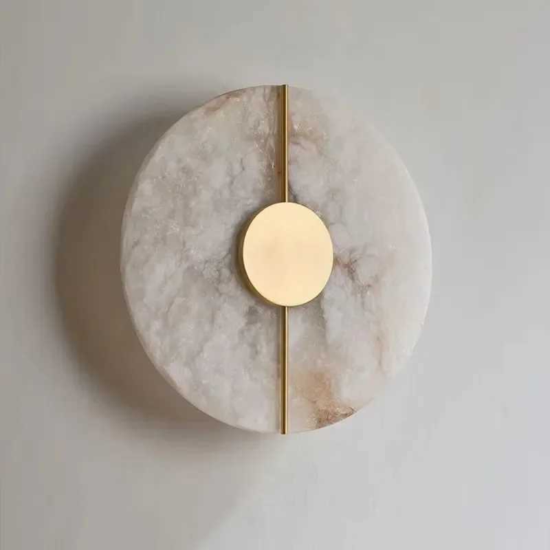 Nordic Modern Creative Marble Wall Lamp Home Interior Decorative LED Bedroom Round Bedside for Hotel Corridor FixtureXJ250526