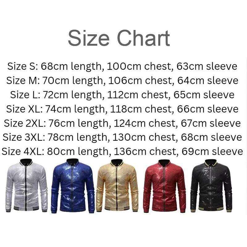 Men's Oversized Loose Sequined Dance Suit, Zippered Cardigan Jacket, Personalized