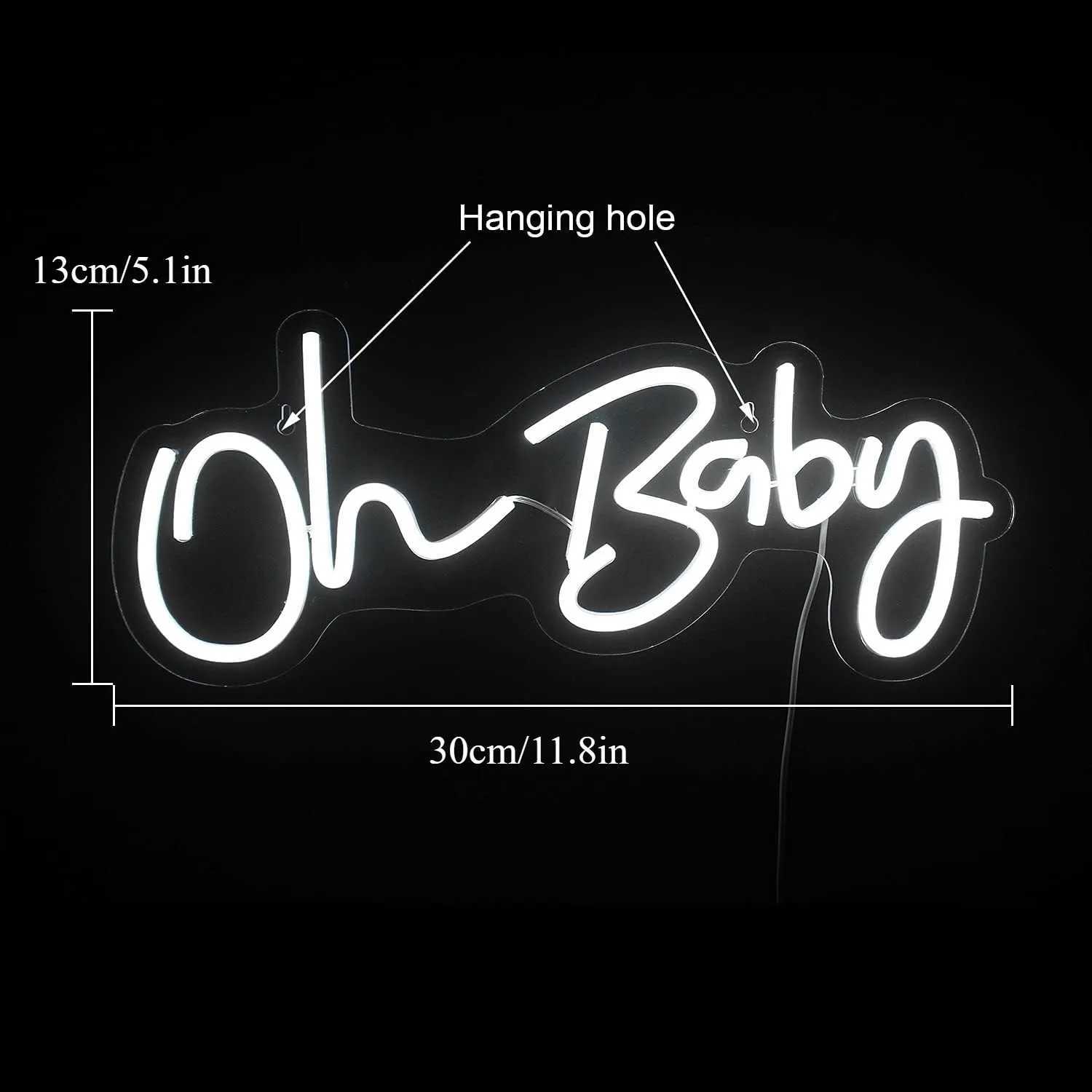 Oh Baby LED Neon Sign USB Powered Light Up Sign for Wall Decor Wedding Engagement Bedroom and Valentines Day Celebrations W250526