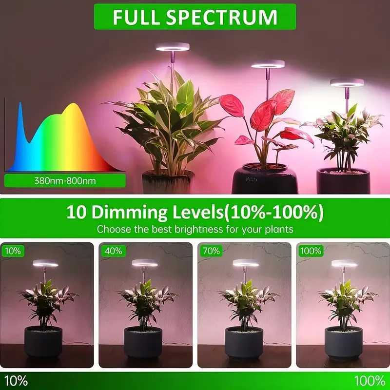 USB LED Retractable Plant Light Grow Light Angel Ring Succulent Red And Blue Light Full Spectrum Flower Timer Plant Fill LightXJ250526