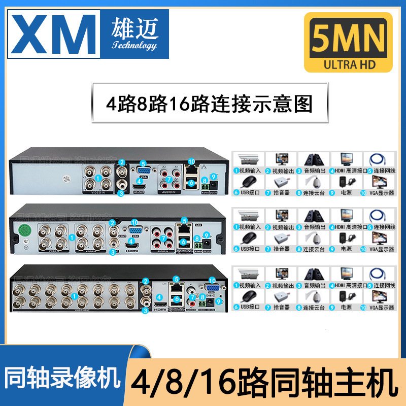 Xiongmai 4-channel 32 channel 5-million 14T high-definition coaxial DVR hard disk recorder 4K monitoring eye 4-in-1 monitoring host 240219