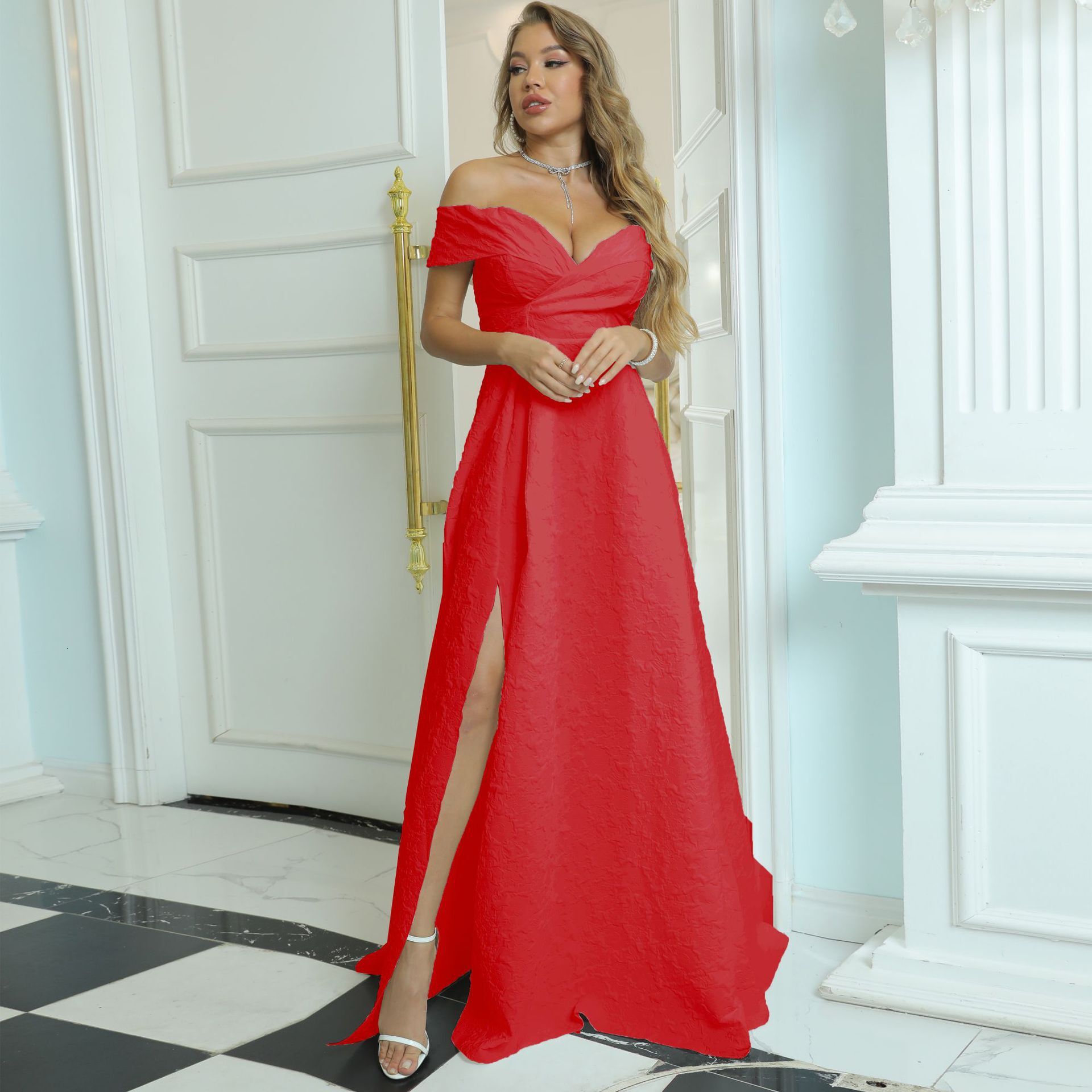 Spring and Summer New Womens Raglan Sleeve Dress Solid Color Slim Fit Long Dress