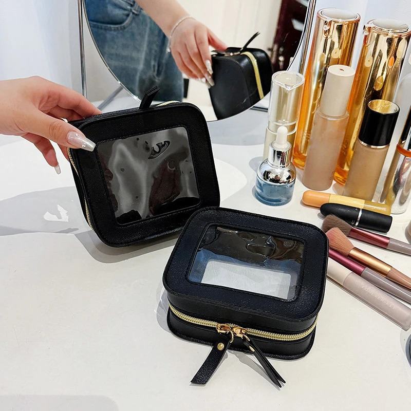 Small Cosmetic Bag Mini Makeup Bag for Purse Square Zipper Waterproof Toiletry Bag Cute Clear Pouch Travel Organizer Case Clutch 250526