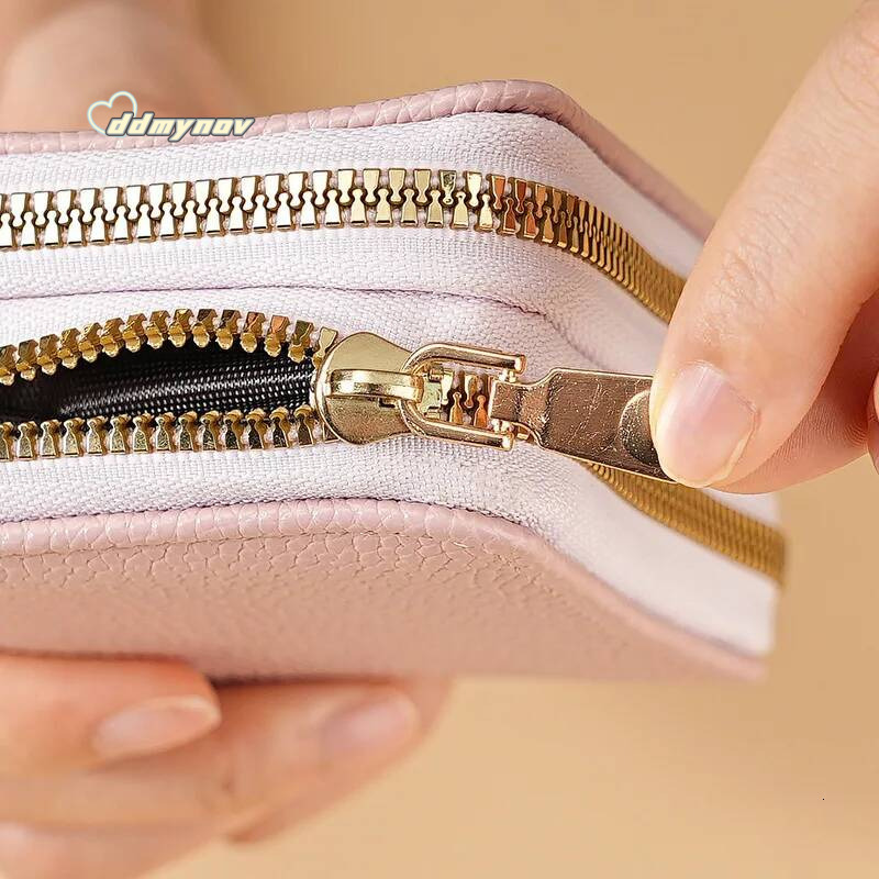 Stylish Women's Card Holder Wallet Double Layer Zipper, Multi-Function Compact Design for Cards & Cash, Small Portable Organizer ddmynov