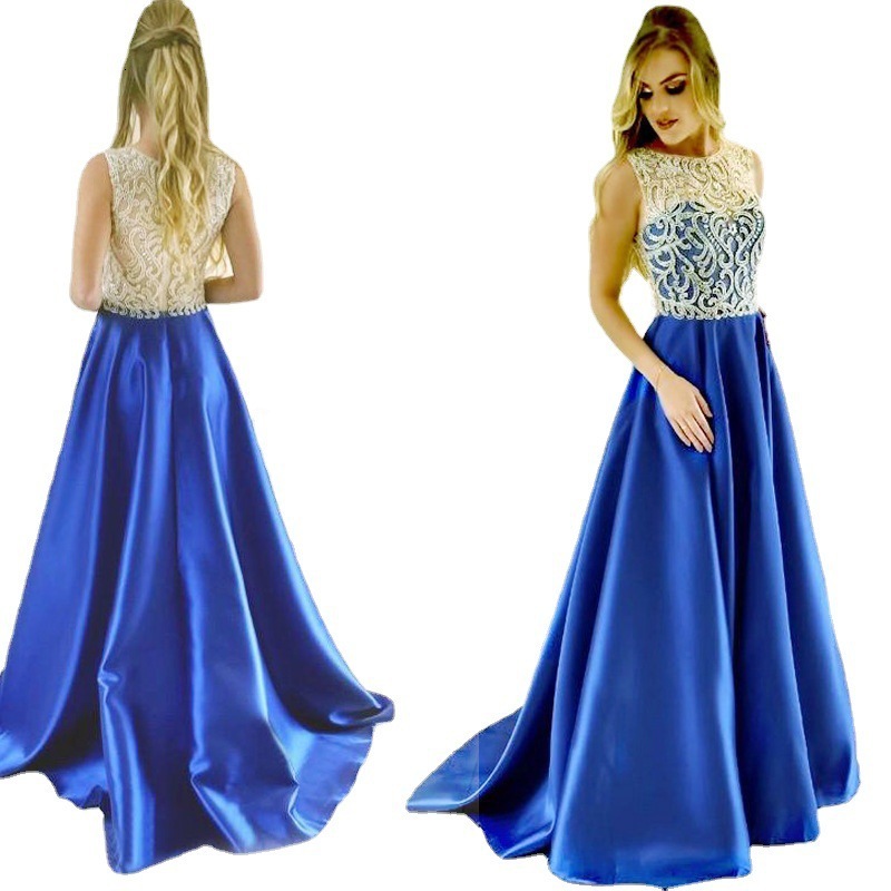 New womens autumn round neck sleeveless dress slim fit dress