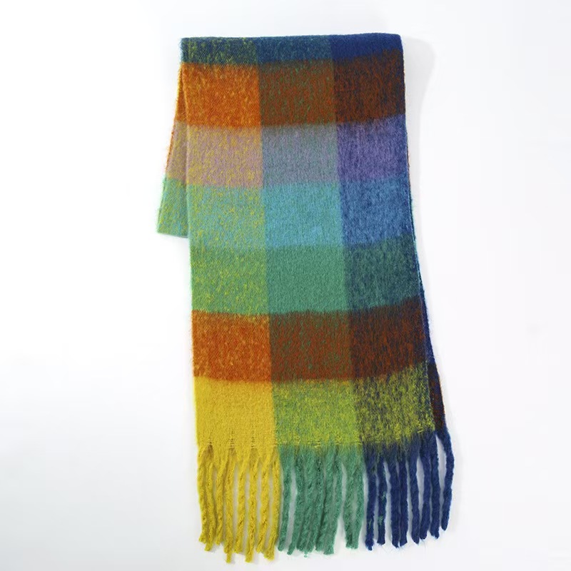 T804 cashmere scarf women's winter warm thick solid color men's scarf autumn and winter thick tassel wool scarf
