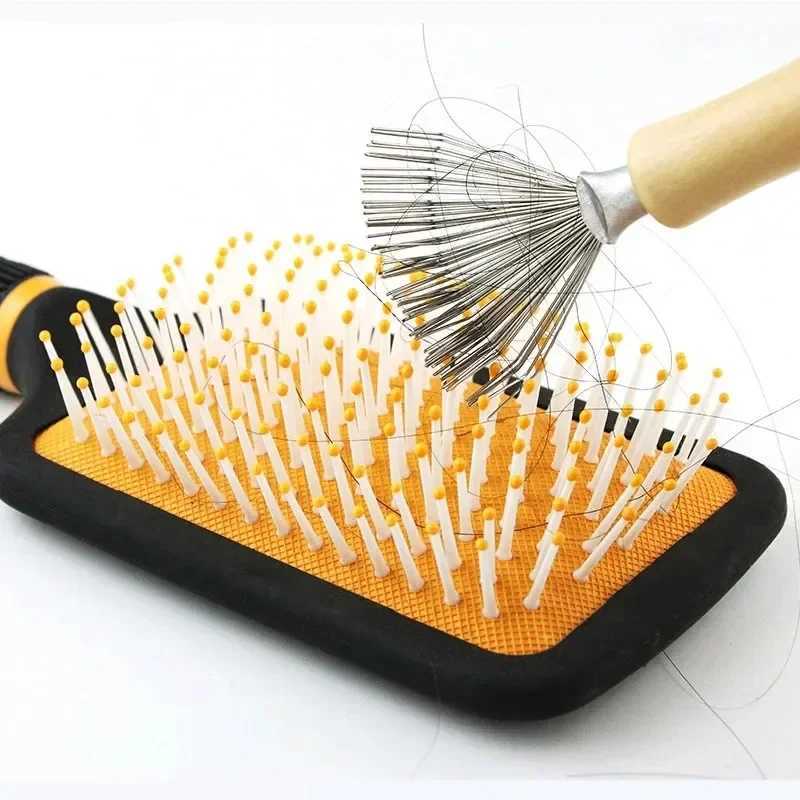 1PCS Wooden Comb Cleaner Delicate Cleaning Removable Hair Brush Comb Cleaner Tool Handle Embeded Tool Broken Hair Cleaner R250526