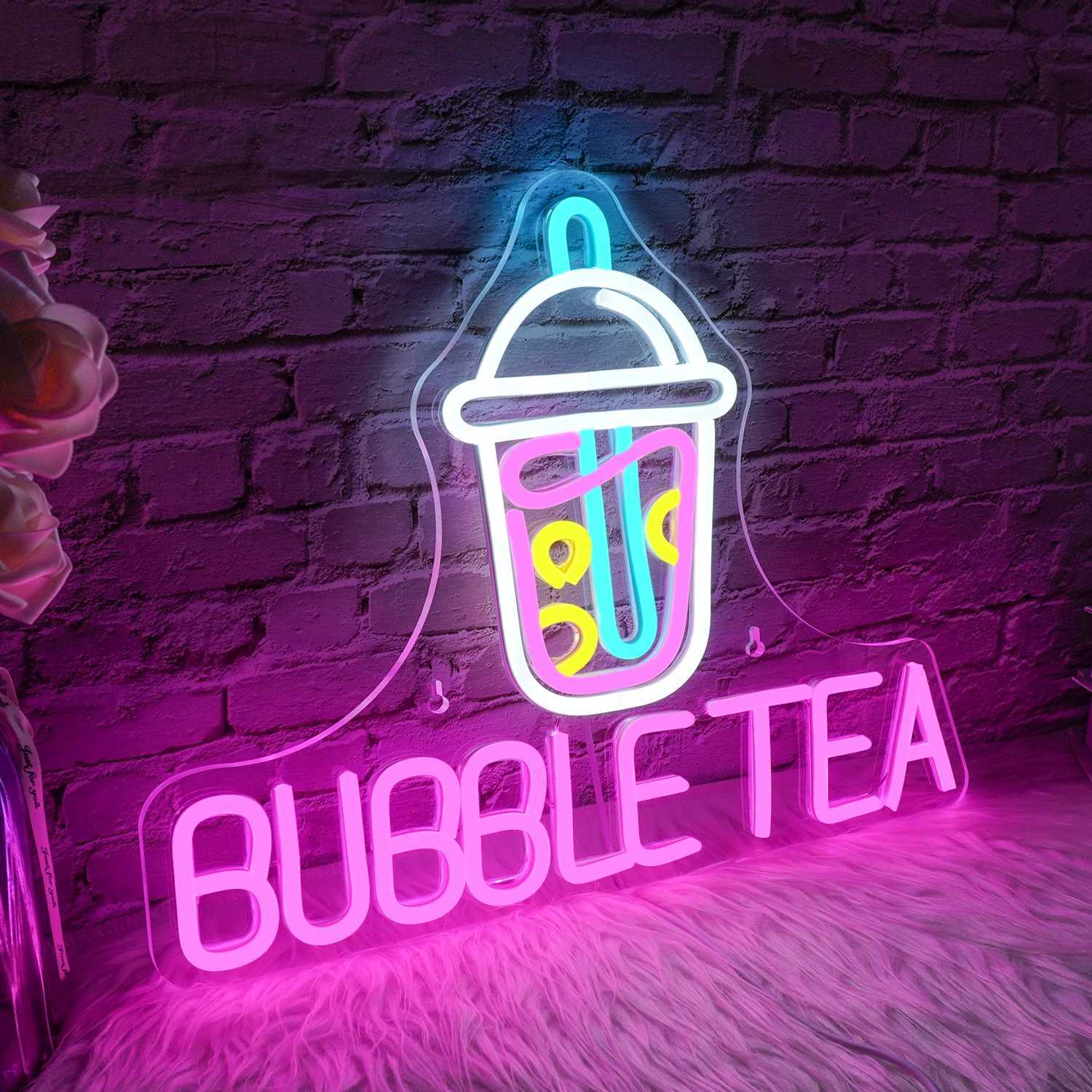 Bubble Tea Neon Signs For Wall Decor Milk Tea Room Decoration Boba Drink LED Lights Dessert Shop Bar Club Welcome Sign USB Lamp W250526