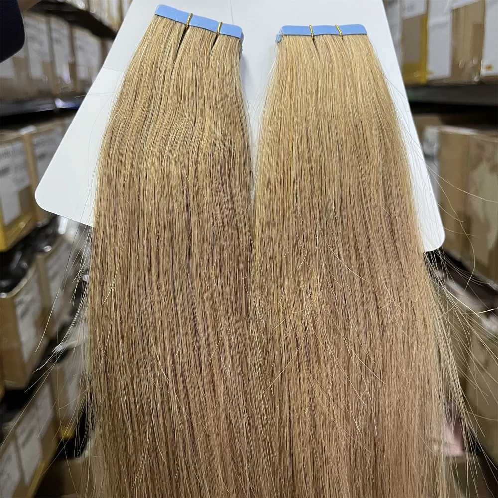 27# Tape in Hair Extensions Light Brown Color 100% Real Human Hair 20pcs 30g/pack Natural Straight Hair Extensions for Women S25526