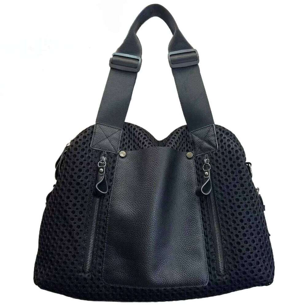 Women's Bags Designer Ladies' Fashionable Nylon Mesh Ed Tote Bag With Large Capacity Retro Casual Splicing Single Shoulder Handbag