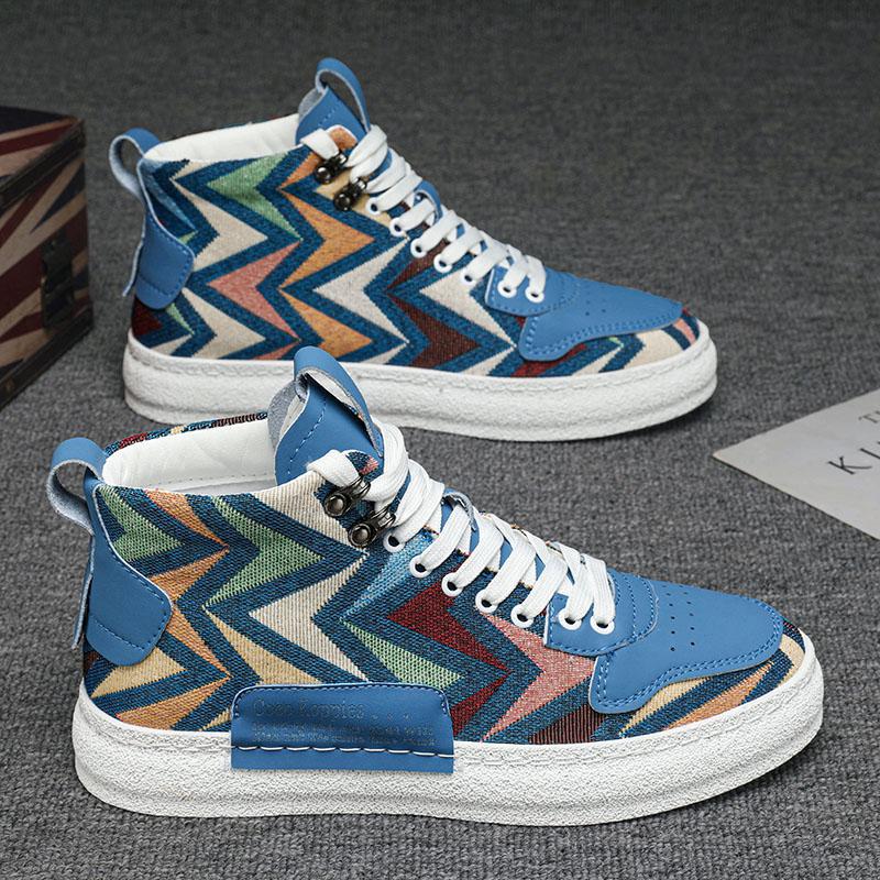 2025 summer breathable high top canvas sneakers for men's casual versatile soft soled board shoes