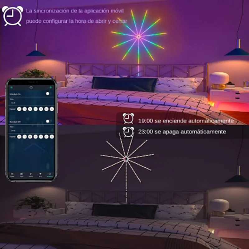 2024 NEW Full Color Christmas Fireworks Light RGB Neon String Light Festoon LED Garland Outdoor Garden W250526