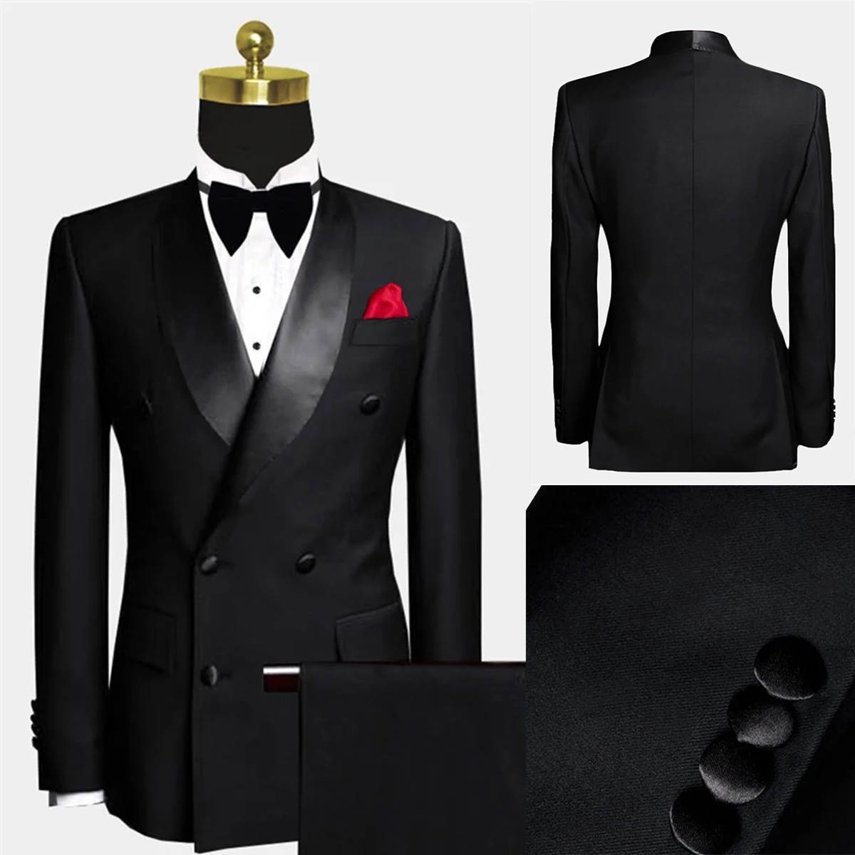 Classic Fit Wedding Tuxedos 2 Piece Set Jacket Pants Shawl Lapel Men Suit Double Breasted Customized Groom Wear Party Suits